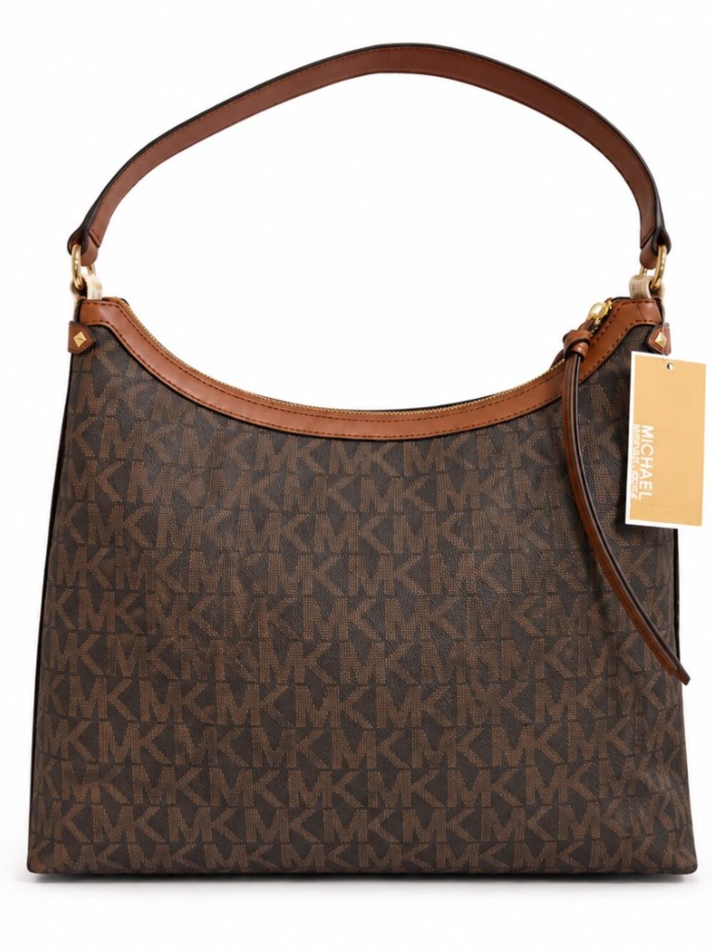 NWT Michael Kors Maeve Logo Large Brown Hobo Tote Shoulder Bag Tan Lining - Picture 2 of 4